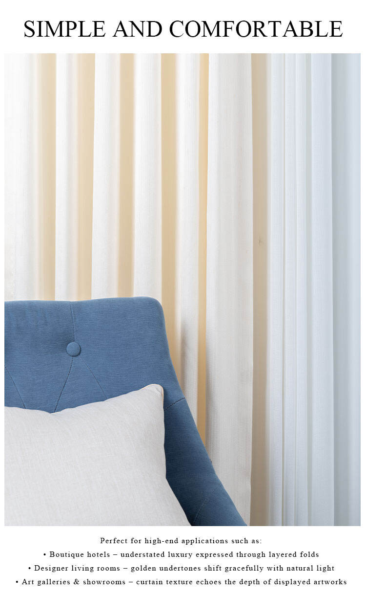 Bright interior scene with faux Shuangsi silk curtains—understated luxury and layered folds