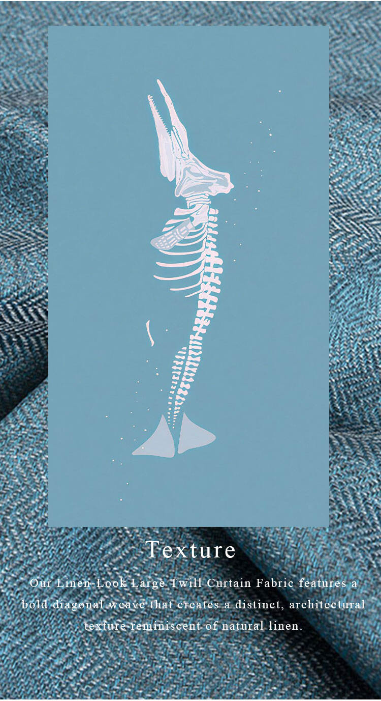 Texture concept for linen-look large twill curtain fabric—bold diagonal weave with architectural feel