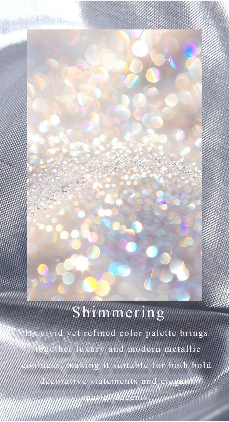 Bokeh light effect highlighting the shimmering sparkle and modern metallic look of lurex glitter fabric.
