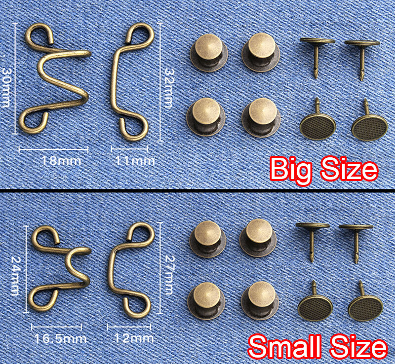 Trouser Pant Accessories Removable Nail Free Adjustable Metal Waist Hooks For Jeans