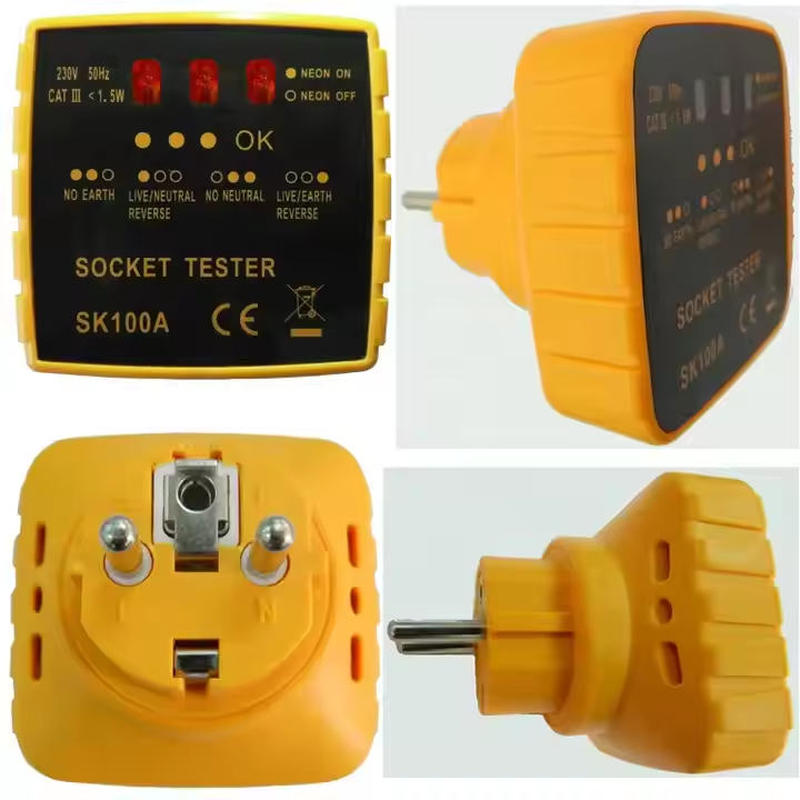 Three Neon Lamp Outlet Plug Socket Tester