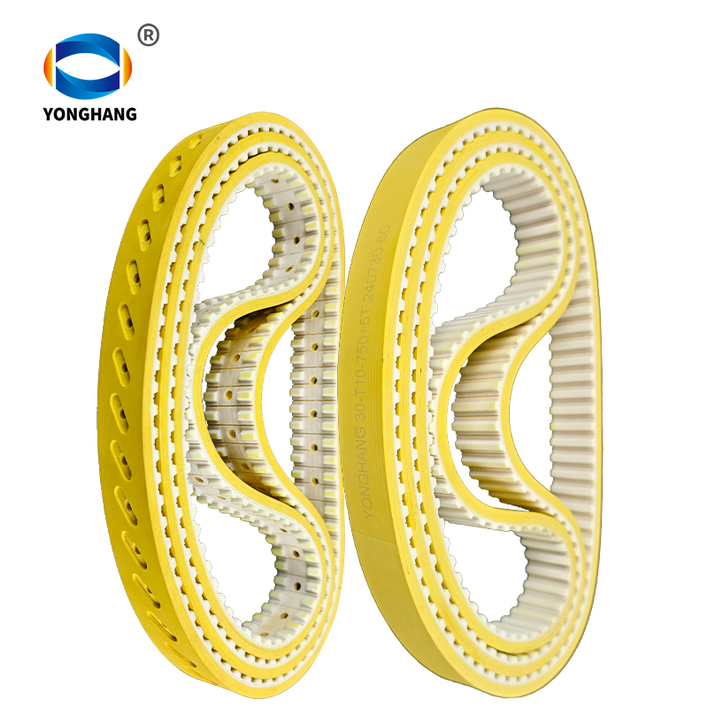 Packing machine belts with yellow coated