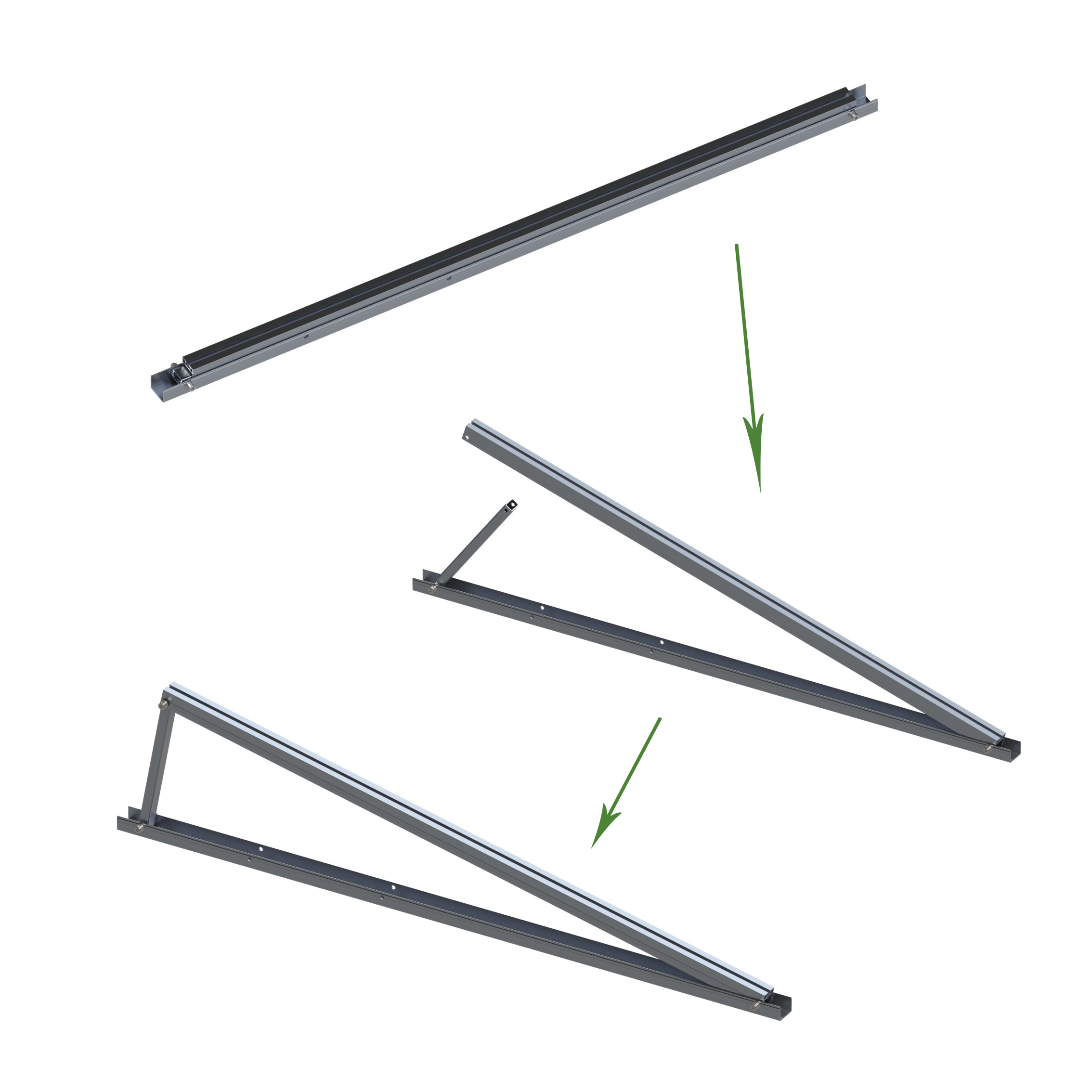 Suport triunghiular pliabil pentru panouri solare – Suport fix triunghiular pentru panouri solare pe acoperiș plan