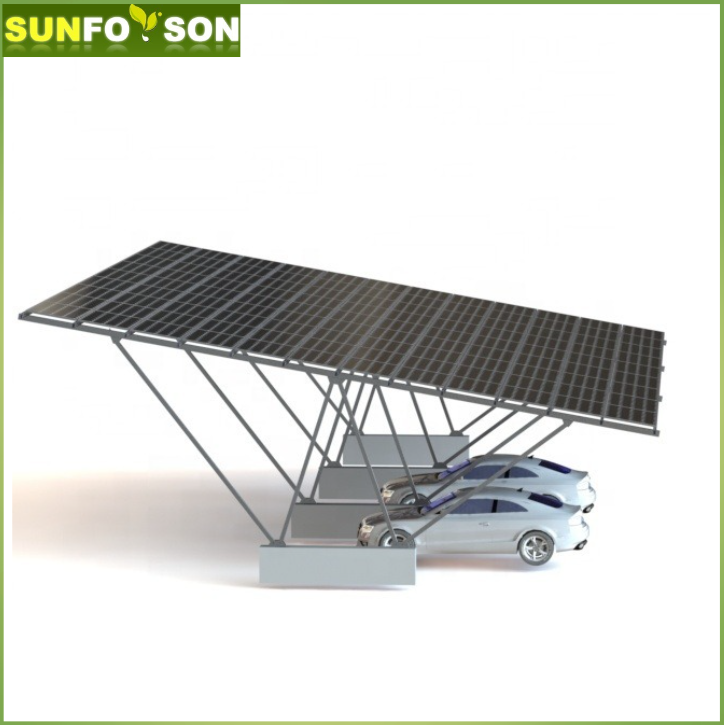 Aluminum Alloy PV Carport Mounting Structure Residential Waterproof Car Shed Canopy Solar Panel Support Frame Corrosion Free Material