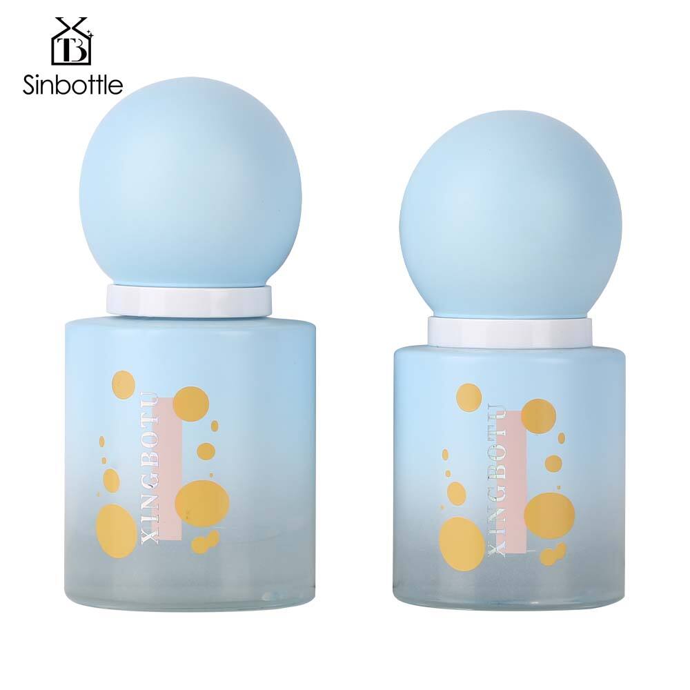 Round Thick Foundation Bottle 30ml 40ml Custom Cosmetic Glass Packaging Container