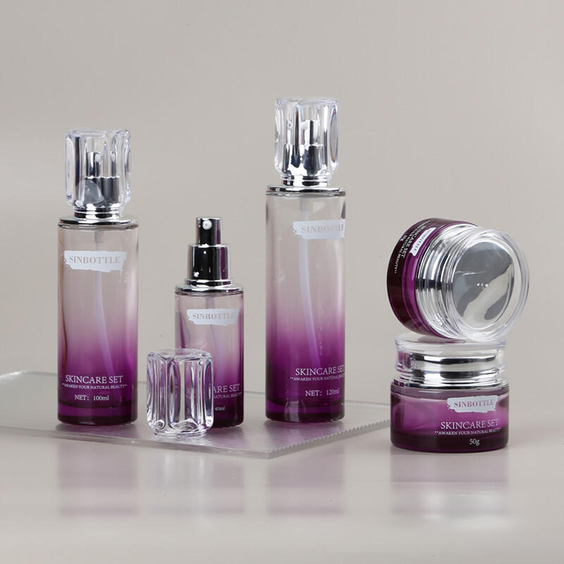 Sinbottle Customized Skin Care Set Bottle Professional Cosmetic Glass Packaging High-End Exquisite Lotion Cream Bottle