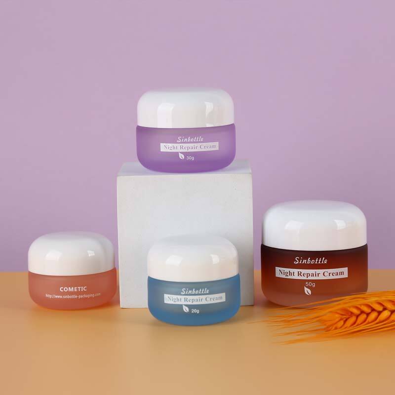 Cosmetic Glass Jar With Lid Face Cream Containers Frosted Wide Mouth Glass Jars Packaging