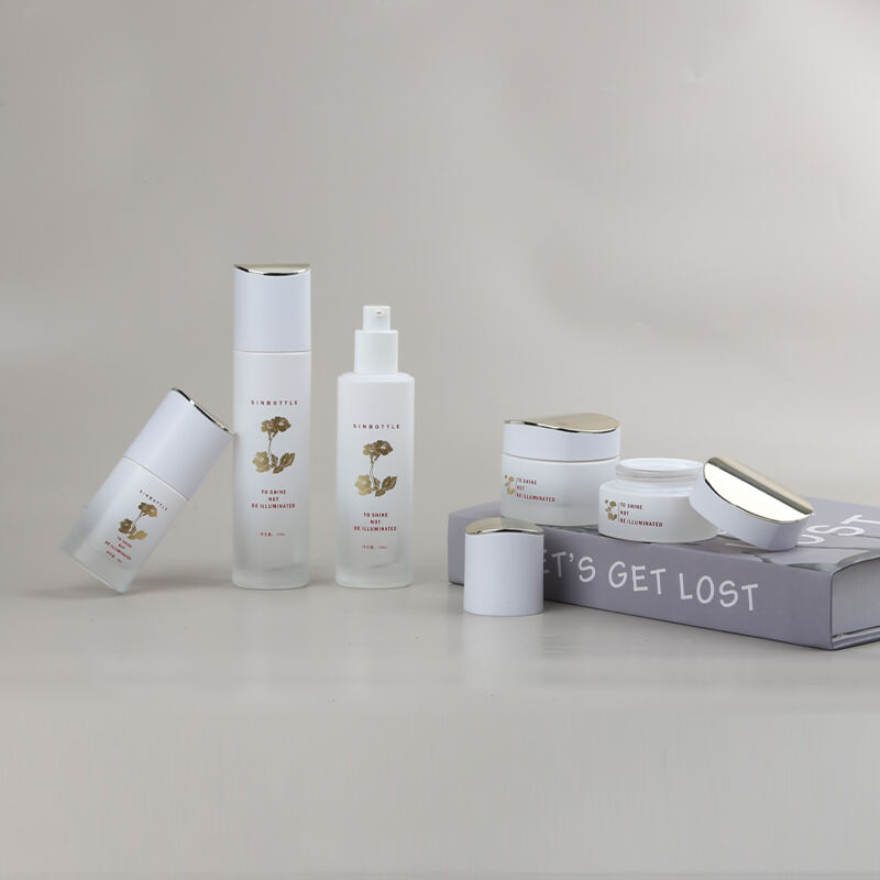 Luksus Hot Stamping Process Skincare Produktæske Flaske Ny Lige Rund Lotionflaske Med Håndtræksdæksel Cremeglas