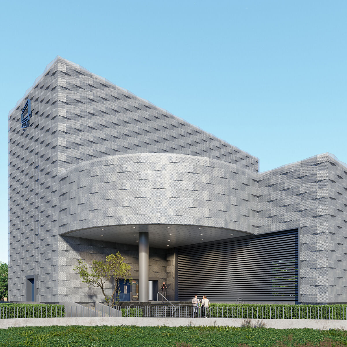 The outdoor perforated panel office building project in the Middle East region