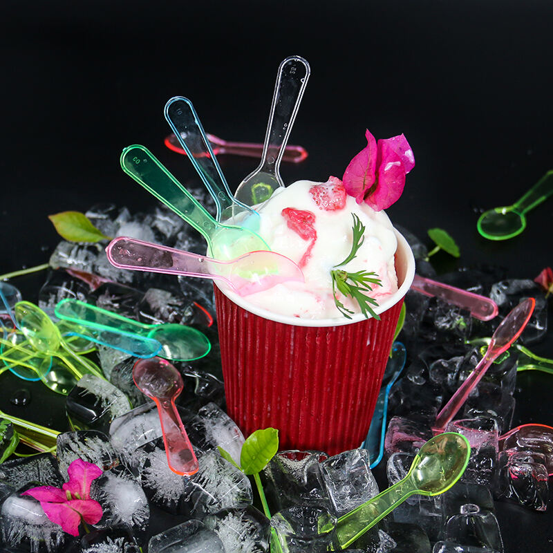 Cuillère à glace biodégradable de qualité alimentaire en amidon de maïs, pour yaourt, glace et fromage