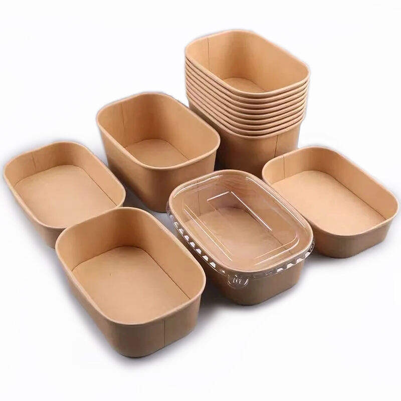 Food-grade eco-friendly paper bowls, with matching lids, suitable for salads and any kind of food