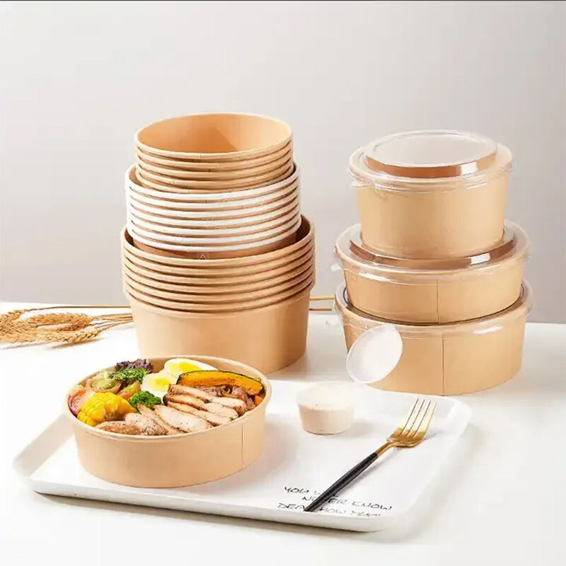 Single Wall Disposable Waterproof Fast Food Packaging Kraft Paper Container Boxes for Takeout Food