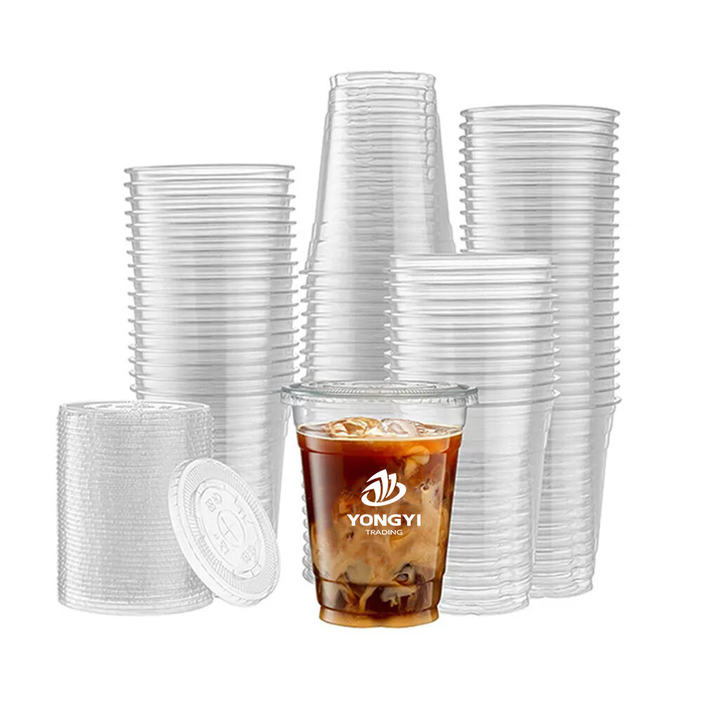  Custom Logo Eco-Friendly Clear PET Ice Coffee Cup With Lid