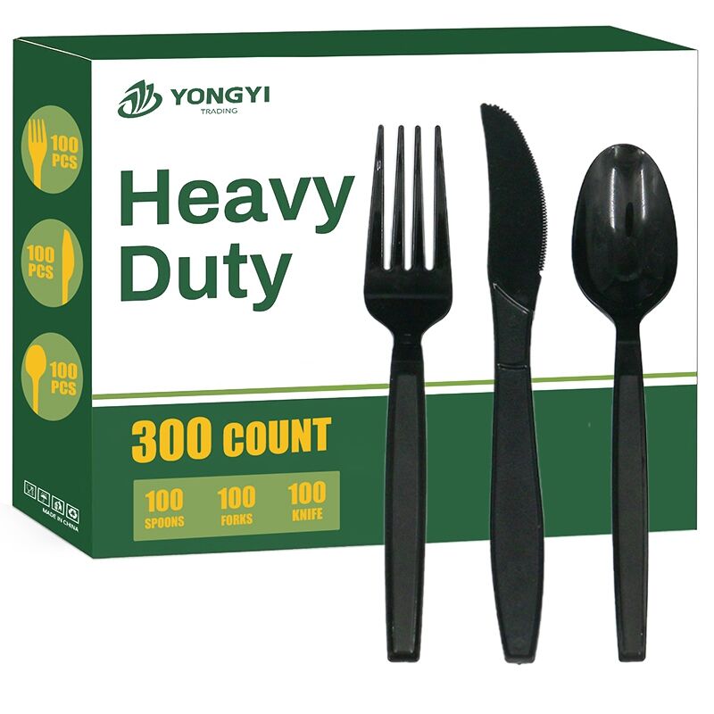 Medium Weight Wrapped Disposable PP Cutlery Set Disposable Utensils White Black Plastic Utensils No reviews yet