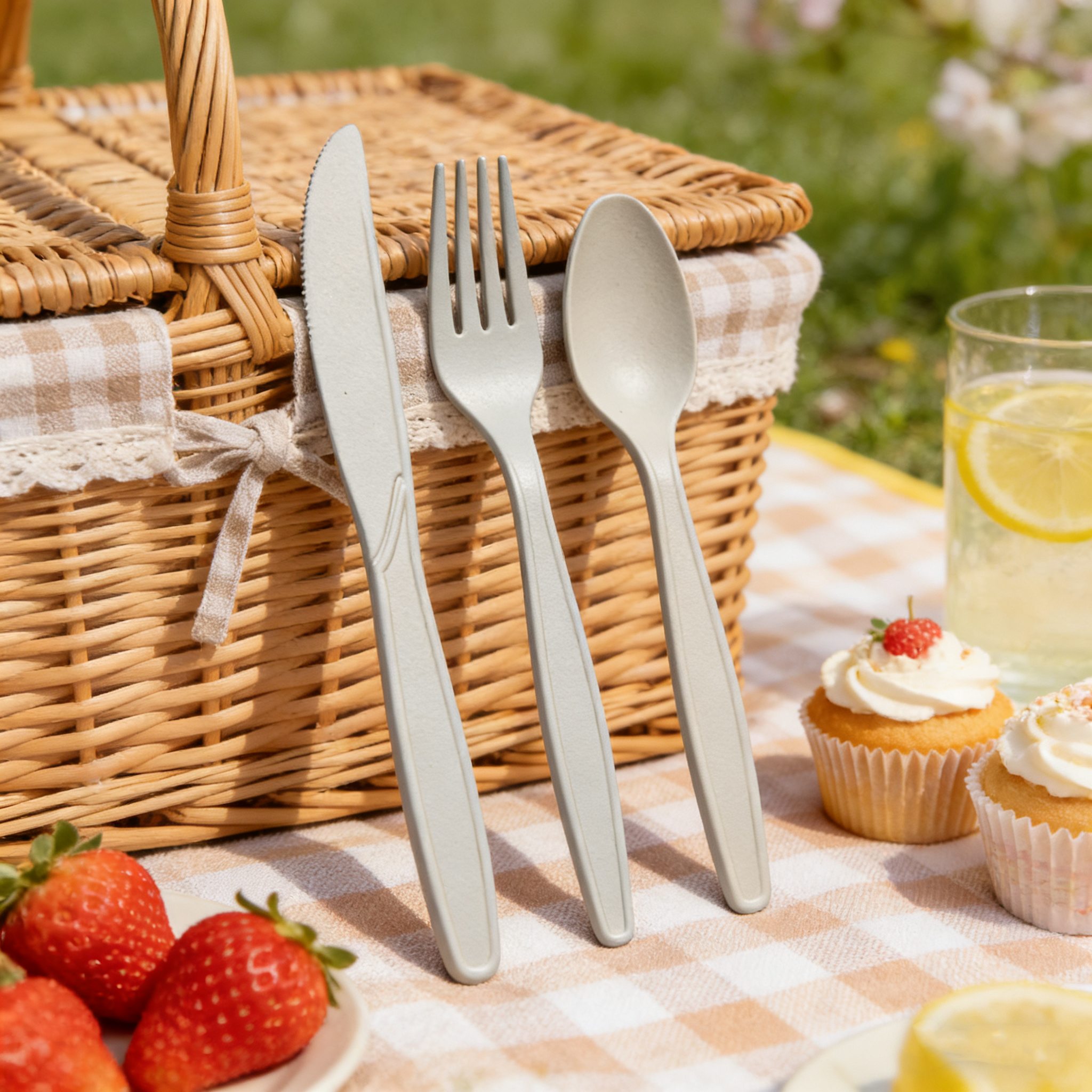 Eco Friendly Disposable Fork Spoon Knife Flatware Sets Cornstarch Knife Fork And Spoon Food Grade Cornstarch Cutlery