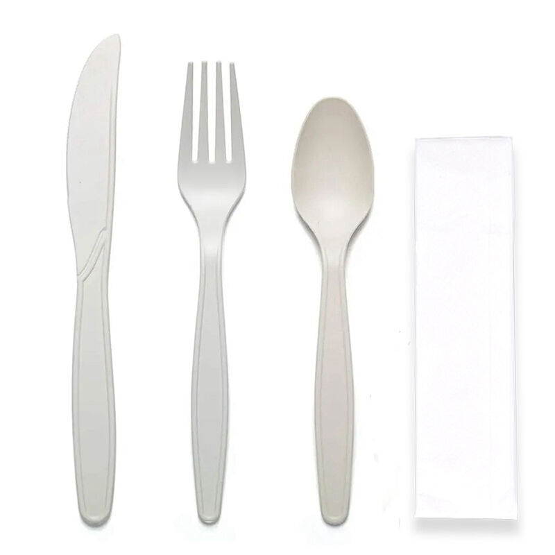 Eco Friendly Disposable Fork Spoon Knife Flatware Sets Cornstarch Knife Fork And Spoon Food Grade Cornstarch Cutlery