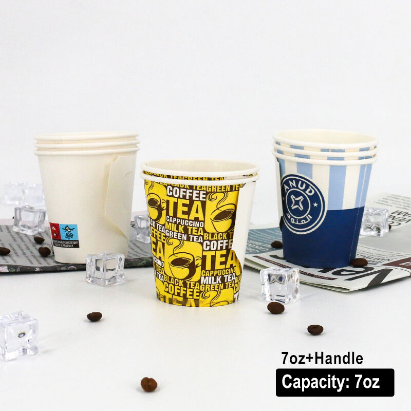 Custom logo Disposable Paper Cups Hot Coffee Tea cup with lid cover biodegradable double wall with all size