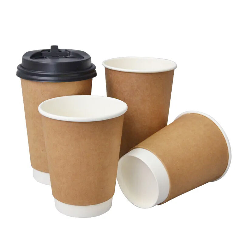 High quality Disposable double Wall paper cup Takeout hot drinks Cup with lid