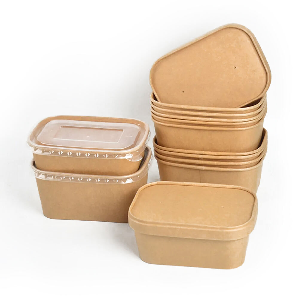 Wholesale custom packaging round disposable bento kraft lunch box food paper box Paper bowl