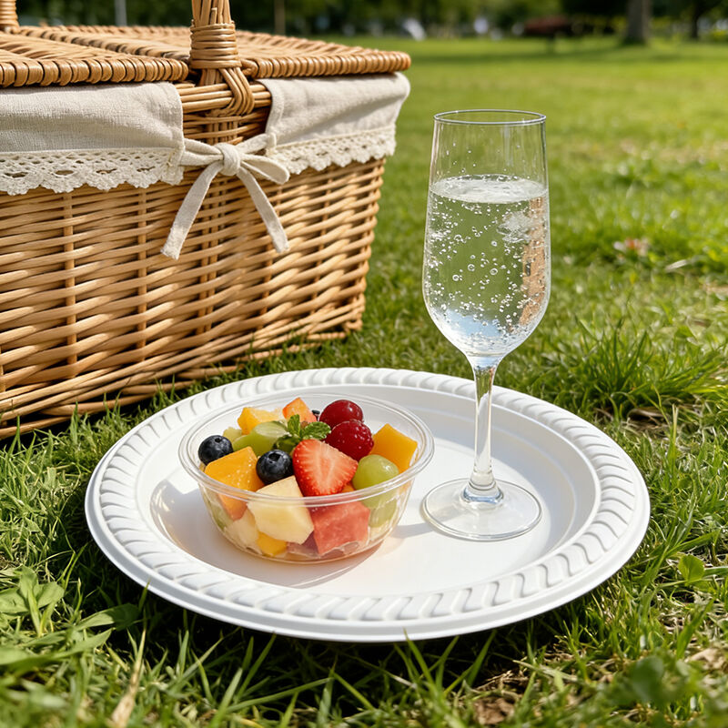 Plastic PP Disposable Reusable Plate Set White Color Plastic Plate Turkey