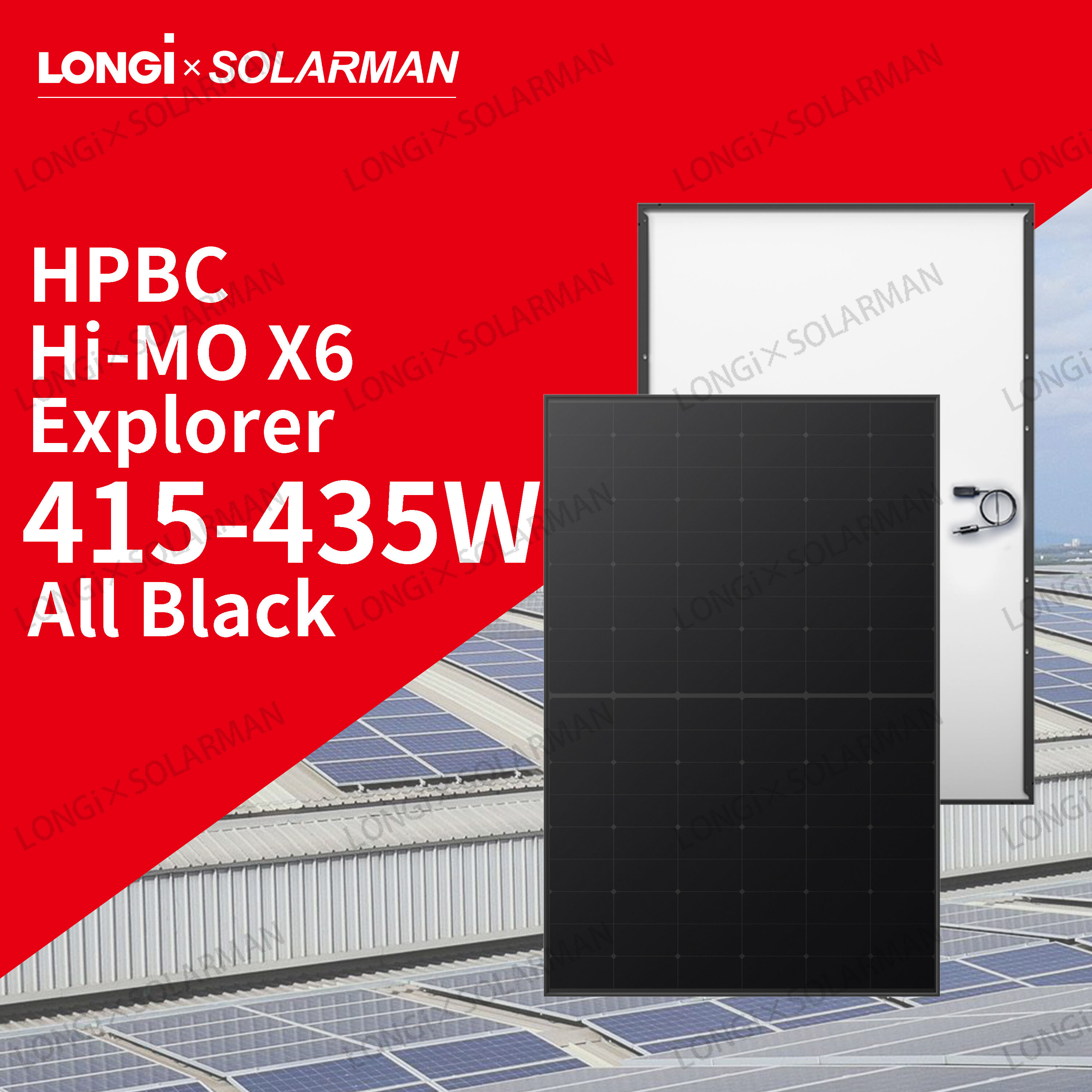 LONGi Hi-MO 6 Explorer LR5-54HTB 415-435M Half Cell Technology Himo 6 All Black LONGi Solar Panel 420W 425W 430W
