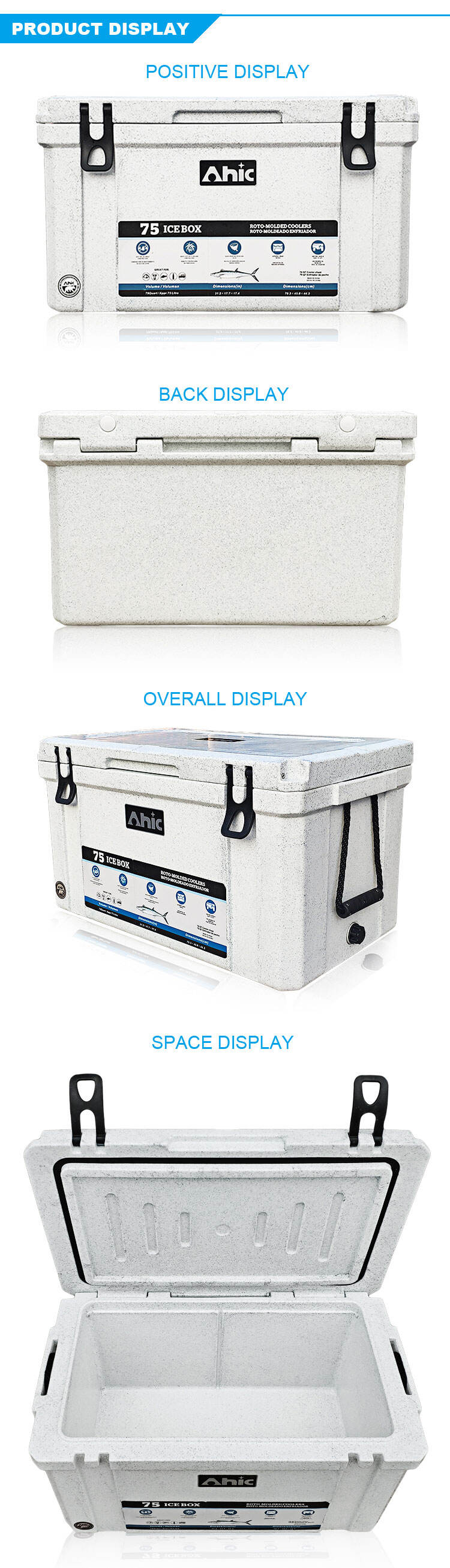 AHIC BH75 hard rotomolded portable cooler plastic boxes manufacture