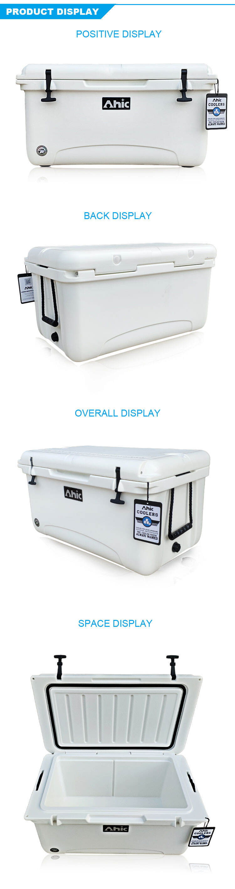 Camping cooler with handle rotomolded RH65 hard cooler box  manufacture