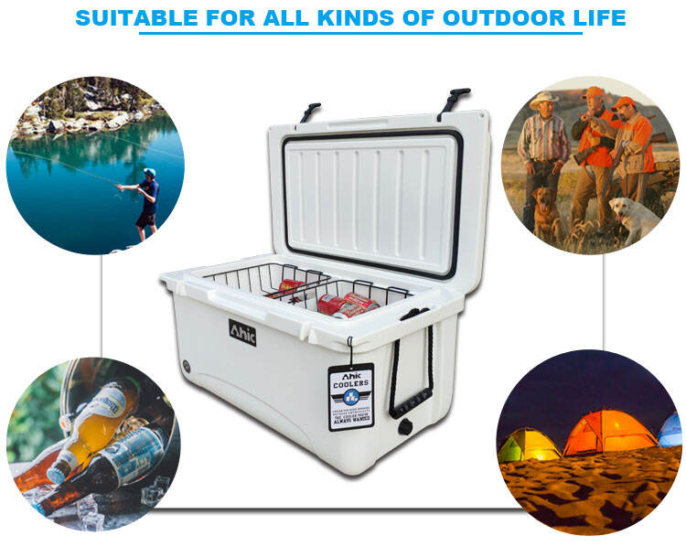 Camping cooler with handle rotomolded RH65 hard cooler box  manufacture