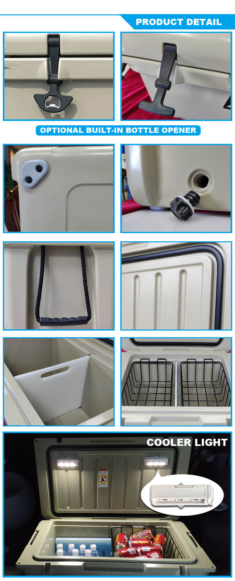 Hot selling RH35 hard coolers with portable handle for camping picnic factory