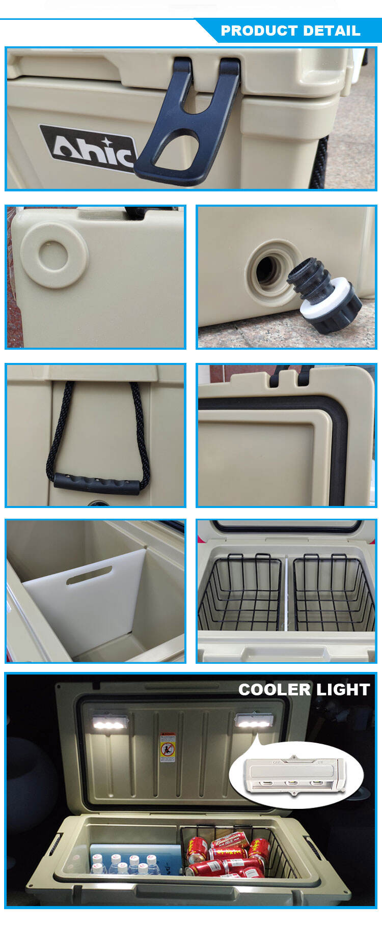 AHIC BH75 hard rotomolded portable cooler plastic boxes supplier