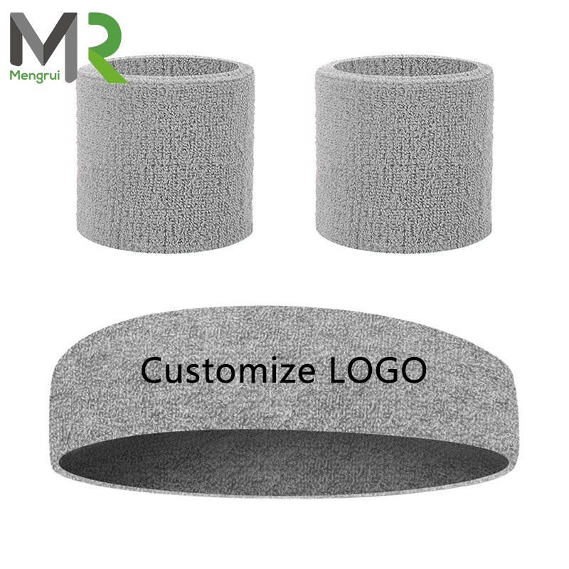 L0021 In-Stock Solid Color Elastic Sweat-wicking Sports Wristbands & Headbands Set