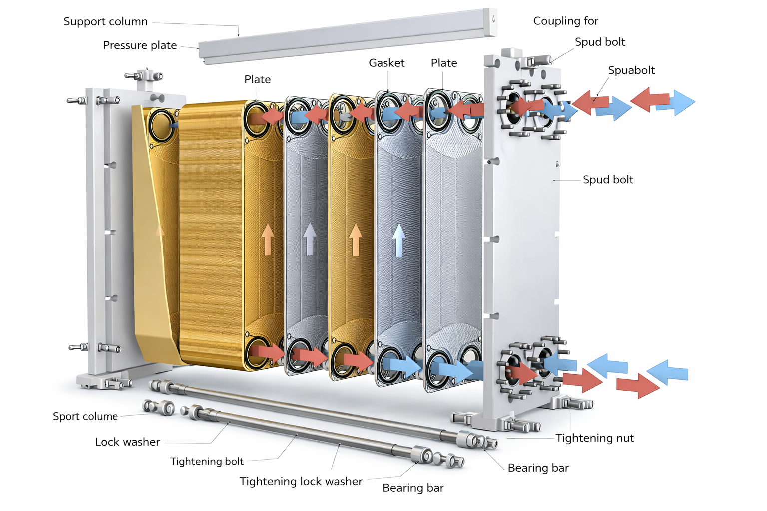 plate heat exchanger exploded view