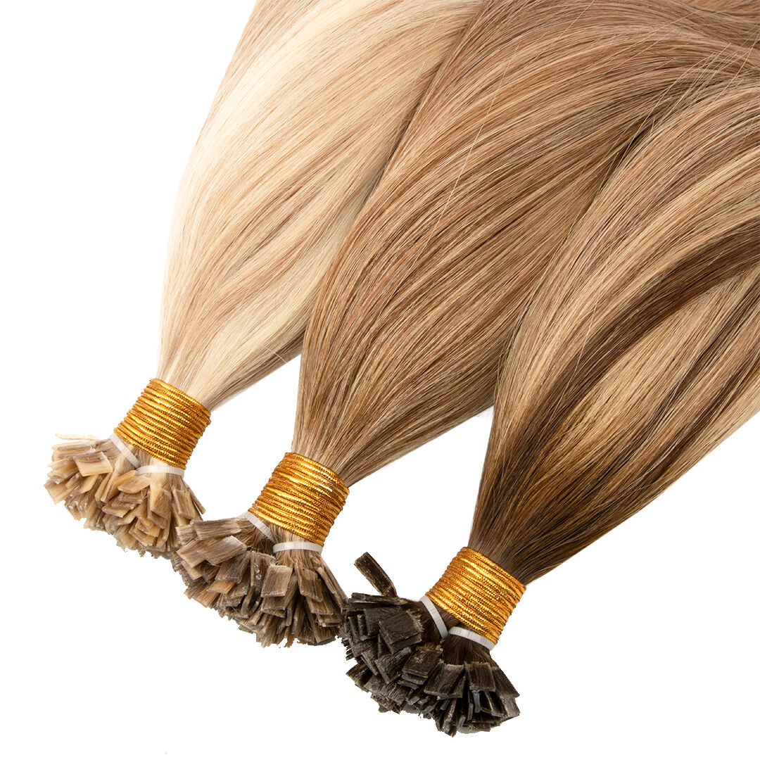 Full Cuticles Thick Pre-Bonded Human Hair Extensions Double Drawn 100% Raw Material Flat Tip Hair Balayage Color Hair