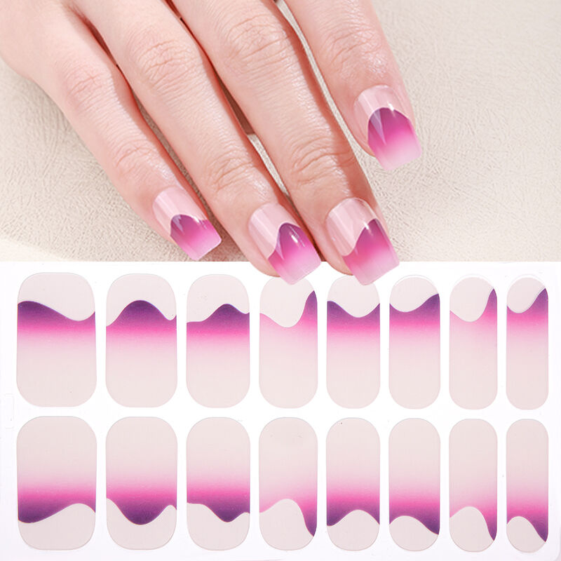 Top Selling 3D French Glitter Full Wrap Nail Stickers Self-Adhesive Shiny Solid Color with Nail File