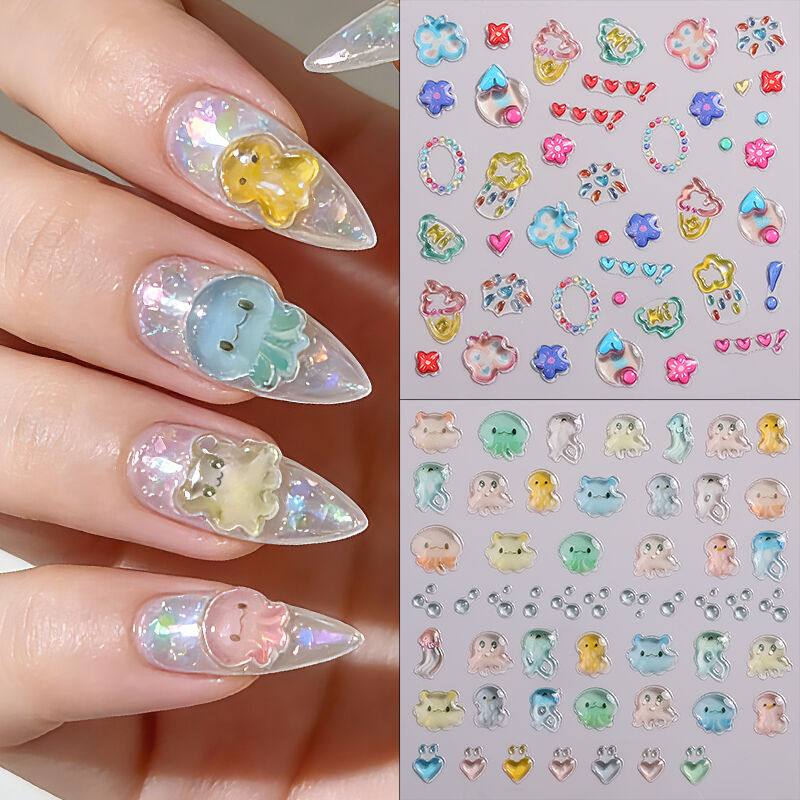 Autocollants décoratifs pour ongles 5D les plus vendus, en mélange de couleurs et de motifs élégants, vernis à ongles artistique auto-adhésif