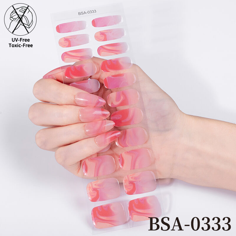 Wholesale No-bake Curing Gel Nail Stickers Non-toxic Long-lasting UV-free Crocodile Curing Gel Nail Stickers