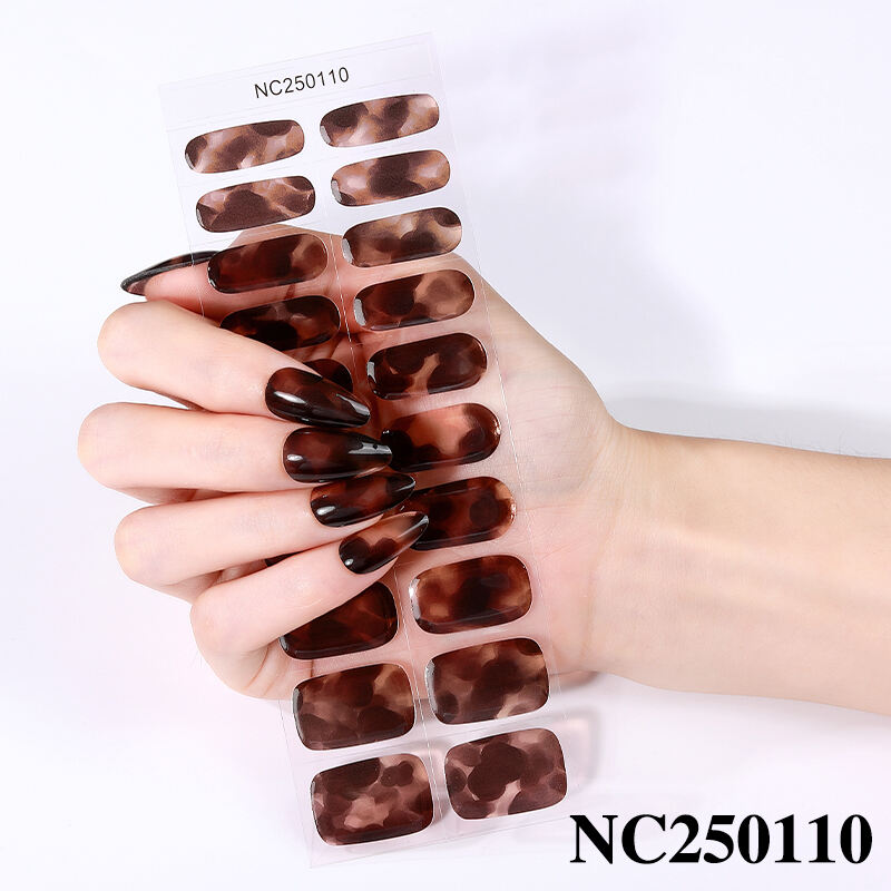 Salon Quality Luxury Amber Marble Texture love Green Onion pink Pure Color Valentine's Day UV Lamp Semi Cured Gel Nail Stickers