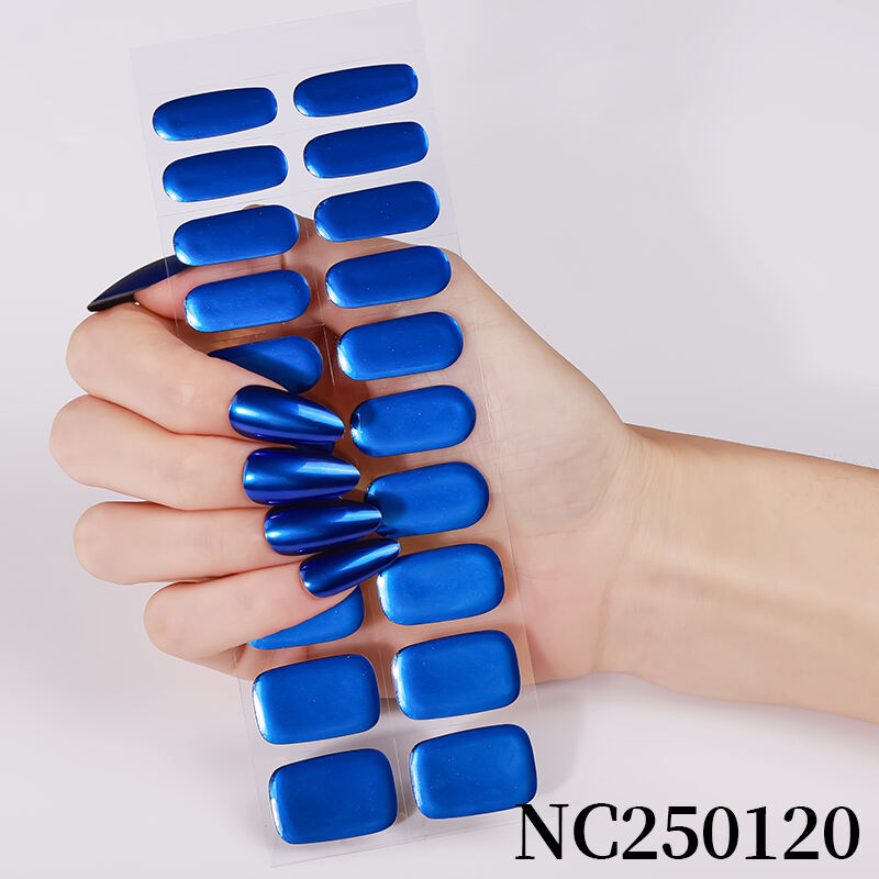 การตกแต่งศิลปะเล็บแบบกึ่งแห้ง สีพื้นเงาสูง สติ๊กเกอร์ UV Led Nail Strips Gel Polish สติ๊กเกอร์เล็บ 3D