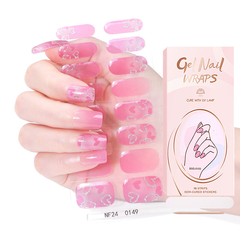 নতুন আগমন ভ্যালেনটাইন্স ডে হার্ট সেমি কিউয়ারড জেল নেইল স্টিকার ইউভি নেইলস জেল পলিশ কিট নেইল জেল স্ট্রিপ