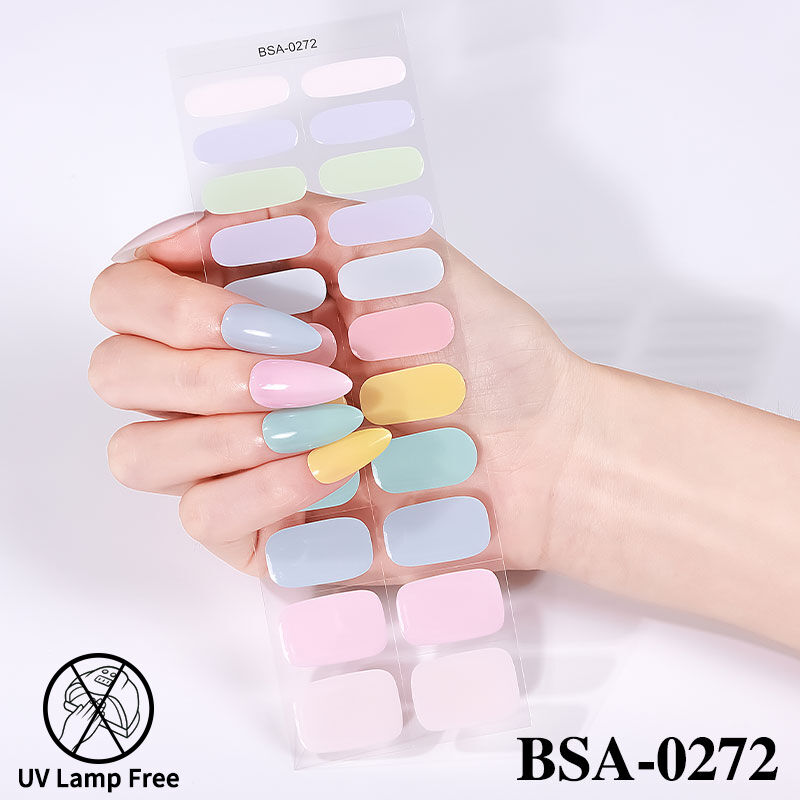 Hot Selling High Quality Low Price Glitter UV Free Gel Nail Stickers Long Lasting Nail Stickers Uv Free Gel Nail Stickers