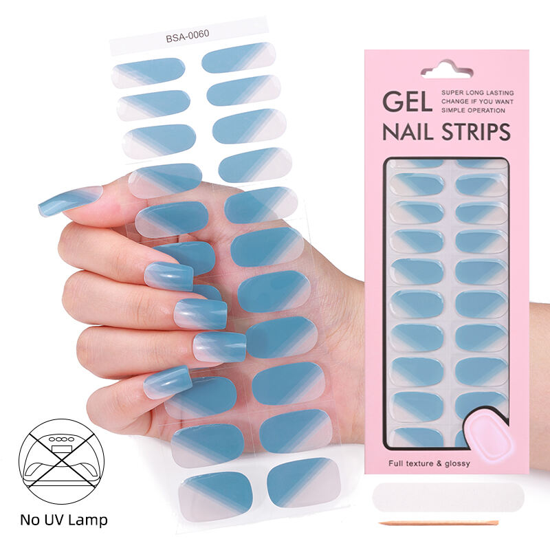 No-bake Curing Gel Nail Stickers Non-toxic Long-lasting UV-free Crocodile Curing Gel Nail Stickers
