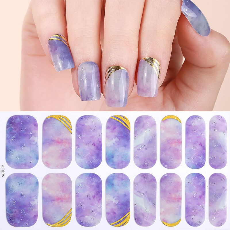 Hot Sales 16 Strips 3D Waterproof Glittering Nail Art Wraps Polish Strips Stickers Press on Nails Ombre Nail Sticker
