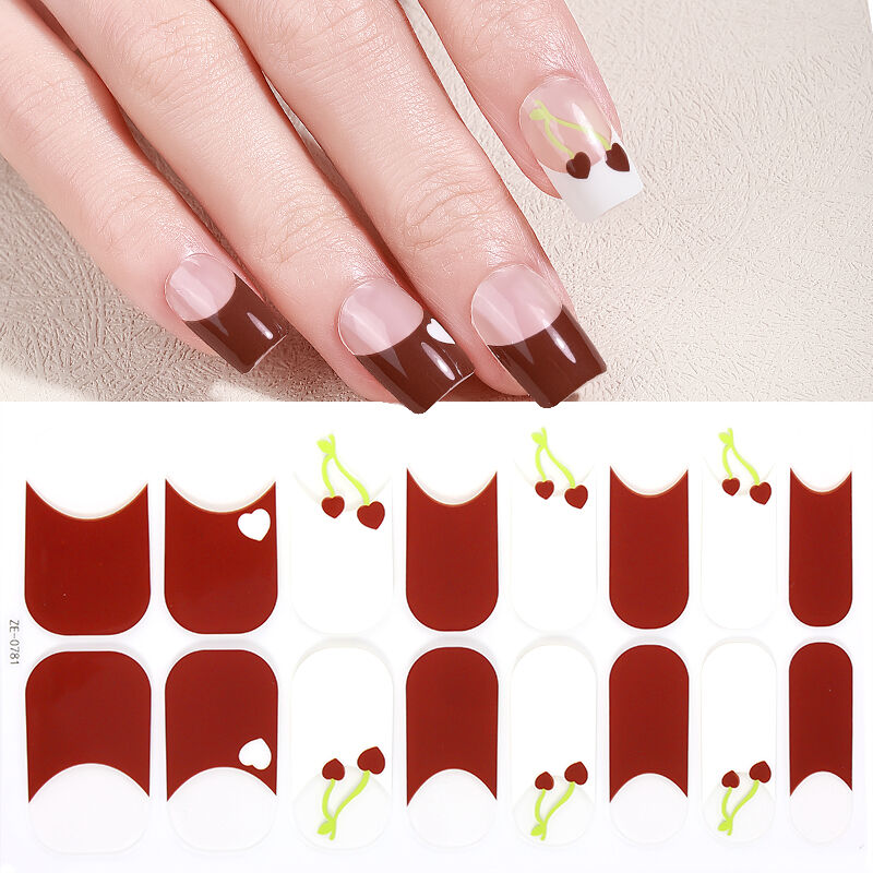 High Quality Custom 3D Waterproof Glitter Overlay Real Nail Polish Strips Street Art Wraps Nail Sticker  