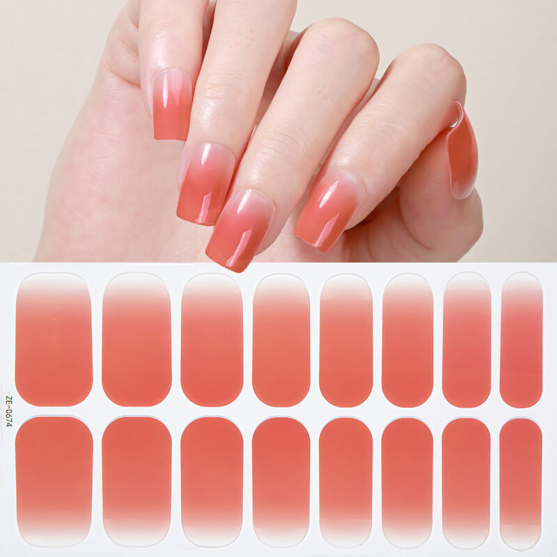 3D Waterproof Heart Shape for Nail Full Wraps Polish Strips Pink Glitter Self-Adhesive Nail Stickers