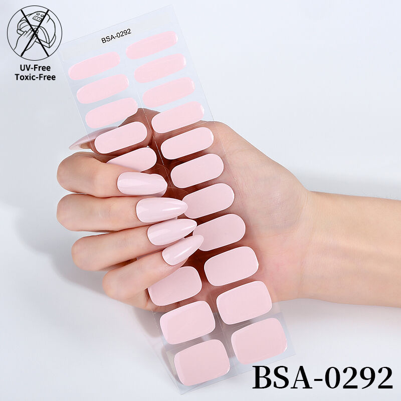 Wholesale Shiny Black Glitter No Baked Nail Gel Stickers Easy to Apply UV Free New Design Strip