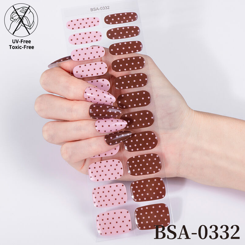New Arrival NO-Bake Semi Cure Gel Nail Sticker Customize Free UV Lamp Semi Cured Wraps Gel Nail Sticker