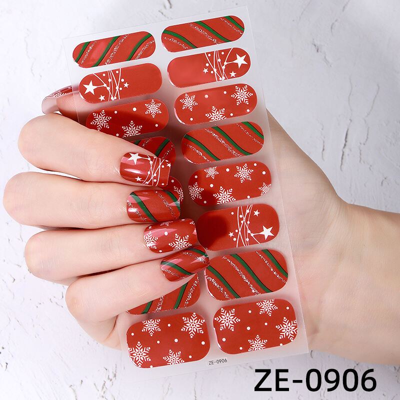 New Design 16 Strips Eco-friendly Non-toxic Long Lasting Gold Foil Stamping Nail Art Sticker for Christmas Decorations Nail Wrap