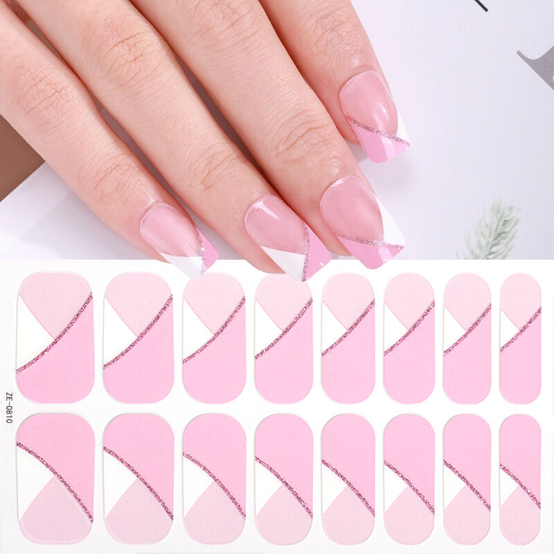 Hot Selling Waterproof Shiny Nail Art Stickers UV Free Eco-friendly Non-Toxic Pure Color Glitter Nail
