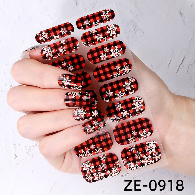 Factory Custom 3D Christmas Nail Stickers Waterproof Free Baking Plastic Film for Amazon Cross-border Manicure