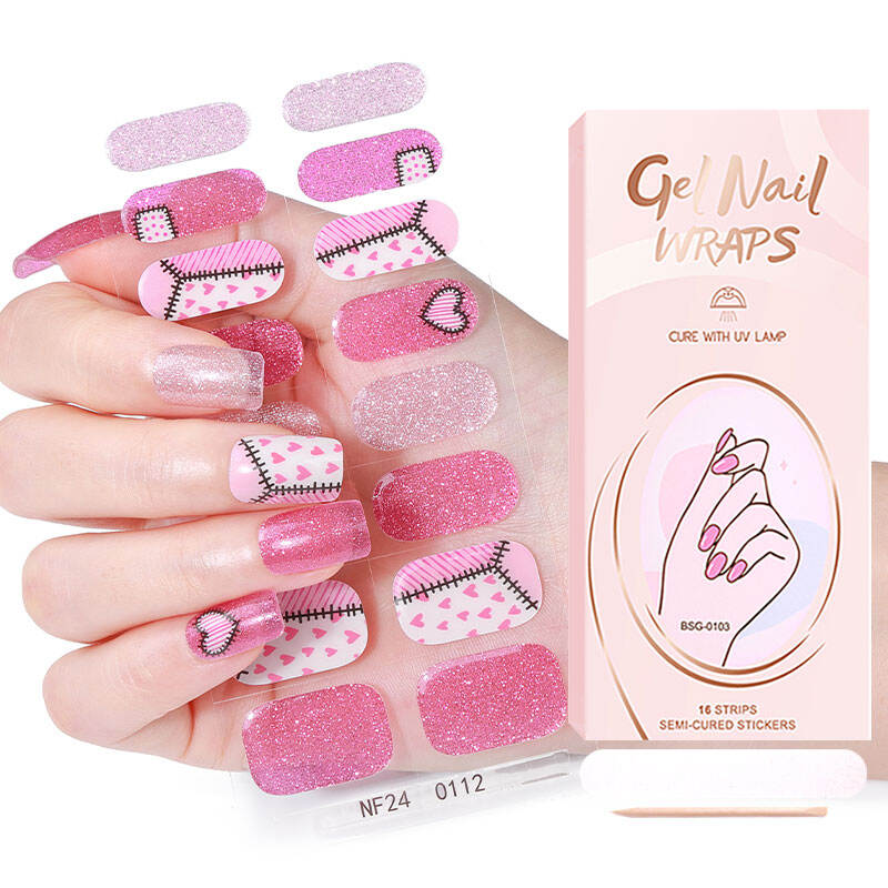 Hot Sale UV Gel Nail Stickers Long Lasting Semi-Cured Nail Wraps with New Arrival French Style 2D & 3D Gel Nail Wraps UV Lamp